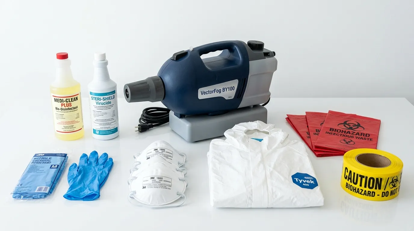 Professional biohazard remediation crew working in Gas City