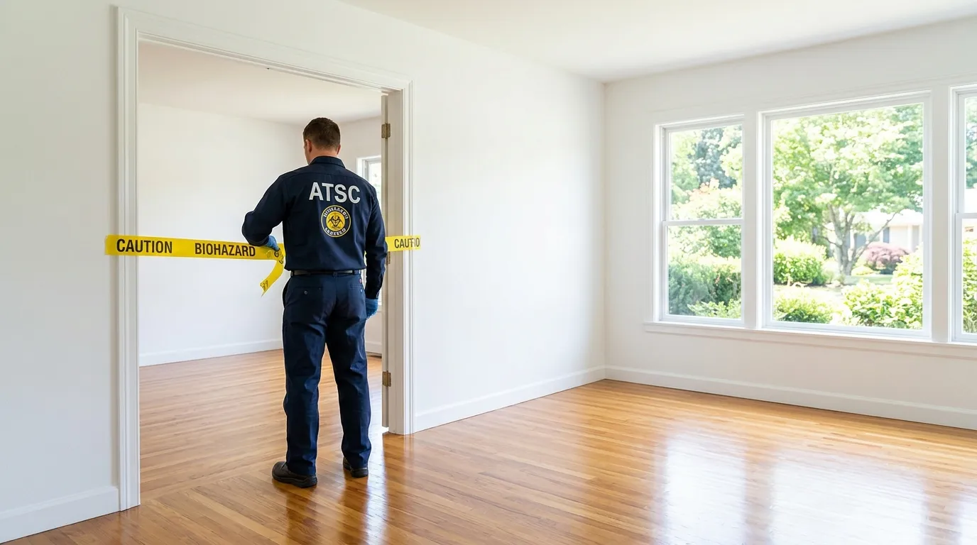 Certified biohazard cleanup crew performing Trauma Scene Cleanup in Gas City